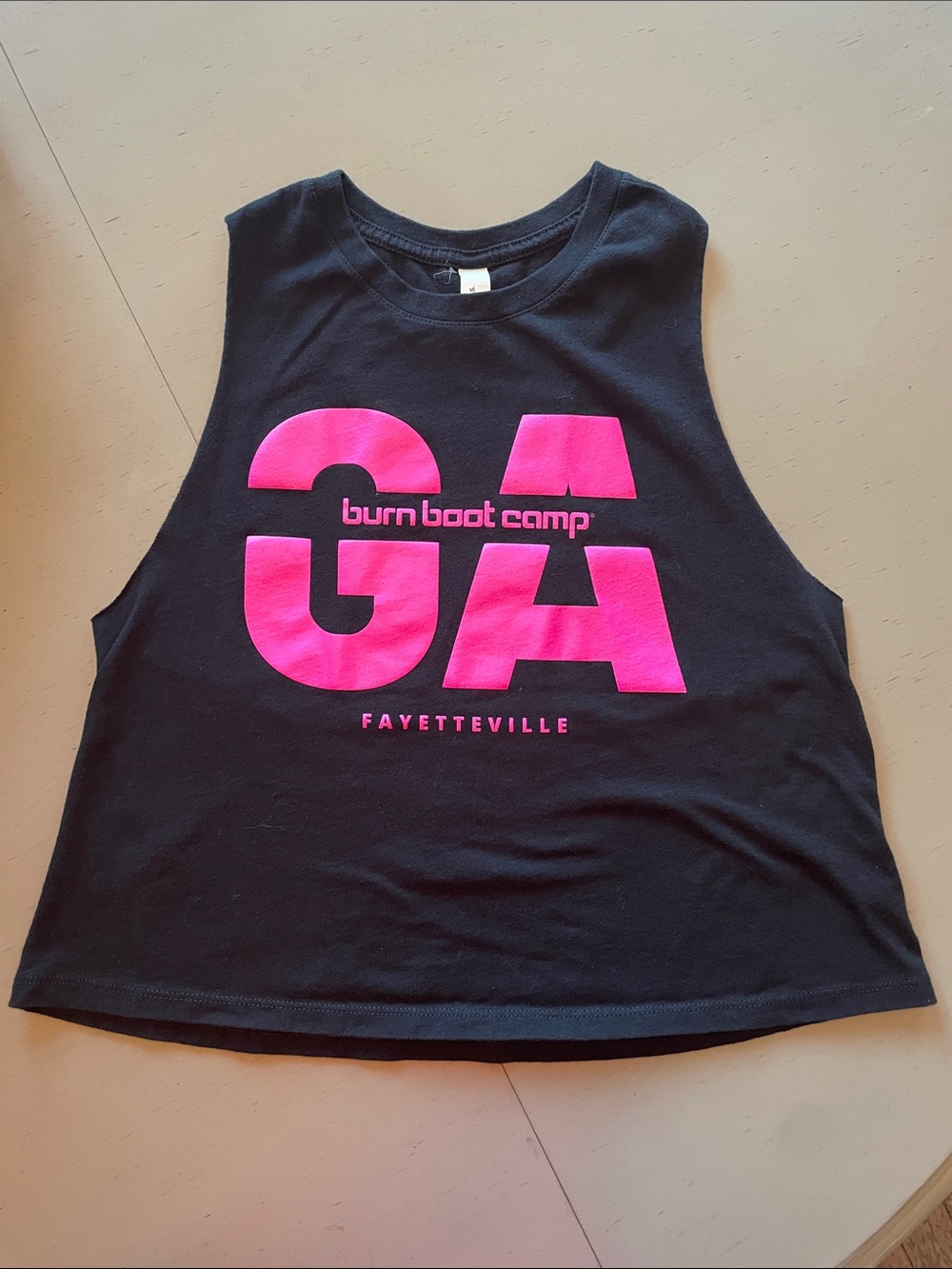 Burn Boot Camp Bootcamp  medium Black Tank with Pink Logo